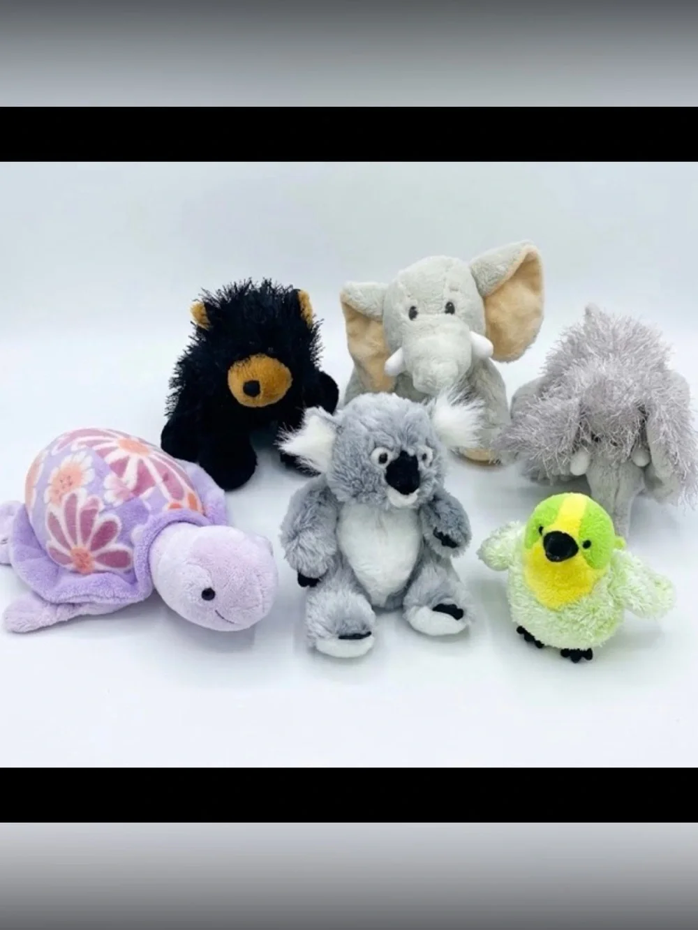 Lot of 6 Ganz Webkinz & Lil'Kinz Plush Toys Turtle, Bear, Koala, Elephants Bird